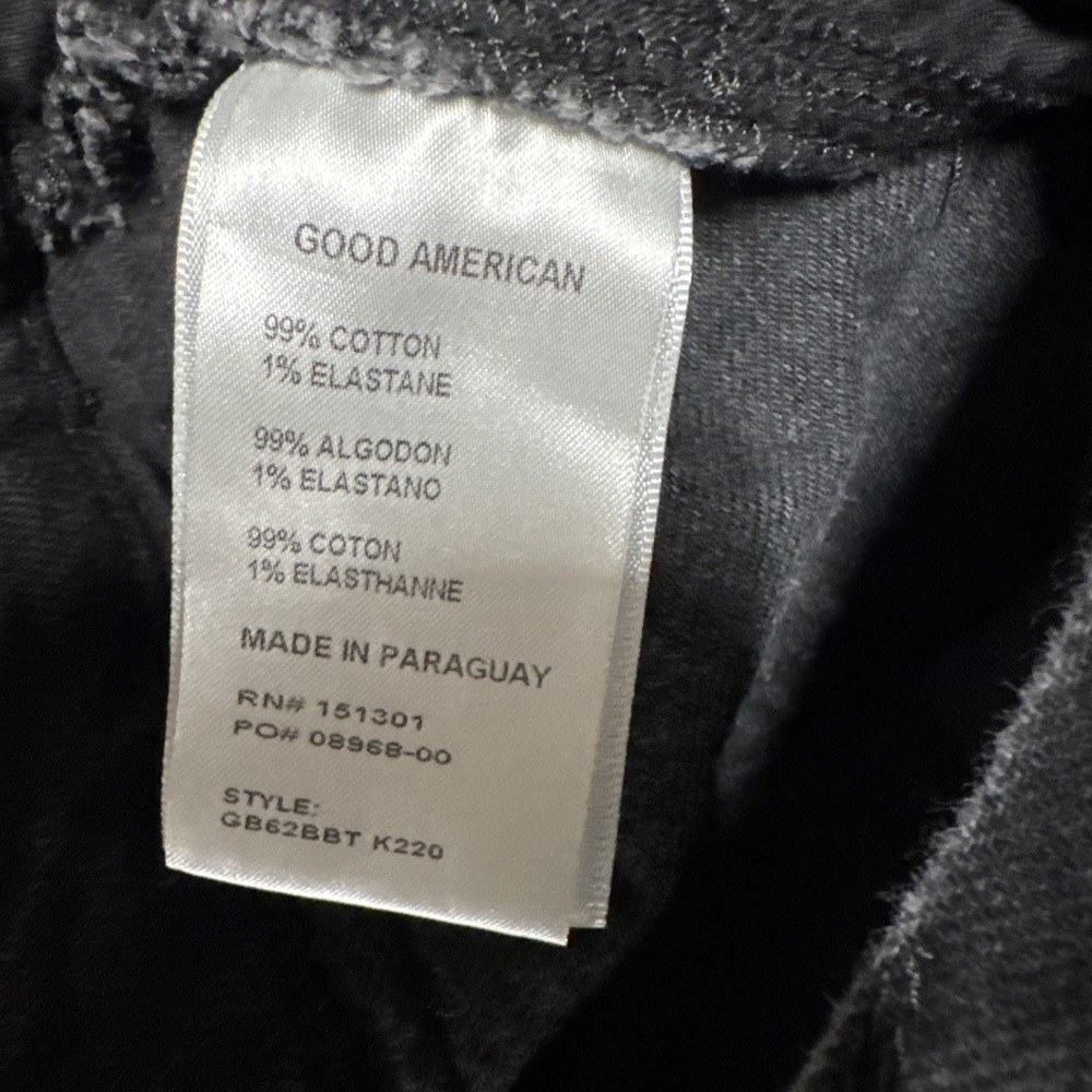 Good American Black 2/26 Distressed With Fake Whole And Side Slit Straight Legs - Picture 7 of 9